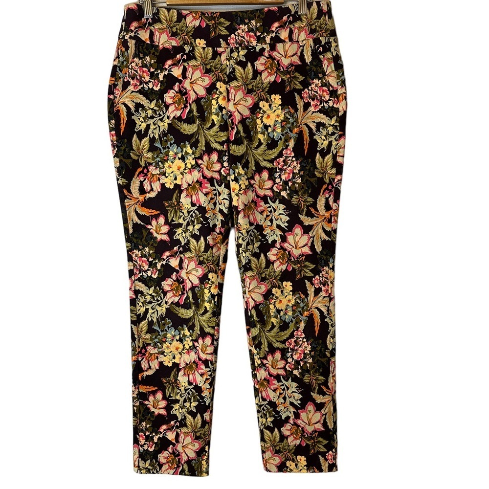 Soft Surroundings Skinny Pull On Floral Tapestry‎ Skinny Crop Pants Medium 2EC21